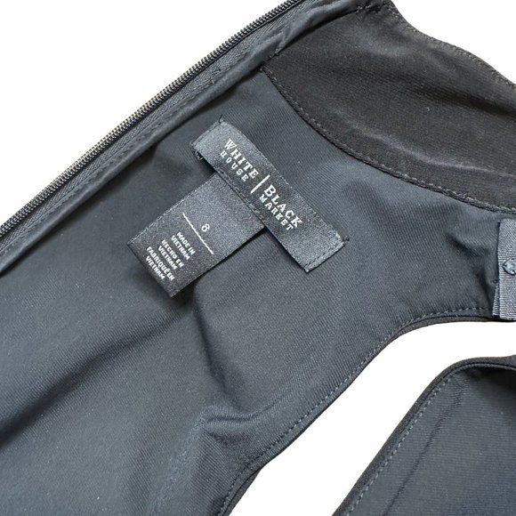 White House Halter Artichoke Dress Size 8 Black Layered Stretch Eyelet Neck - Picture 12 of 13